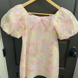 NWT- Mama Luma Santa Barbra - Pink and Yellow Floral Sheer Blouse dress